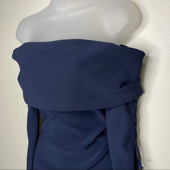 Bec + Bridge Off the Shoulders Midi Dress Navy 2 - Picture 4 of 11